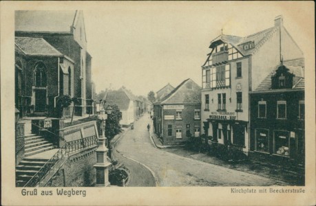 Alte Ansichtskarte Wegberg, Kirchplatz mit Beeckerstraße