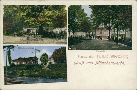Alte Ansichtskarte Meerbusch, Mönchenwerth, Restauration Peter Hamacher