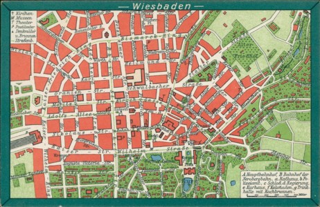 Alte Ansichtskarte Wiesbaden, Stadtplan