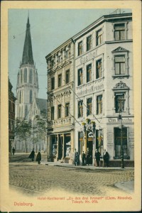 Alte Ansichtskarte Duisburg, Hotel-Restaurant "Zu den drei Kronen" (Clem. Rinsche). Teleph. Nr. 978