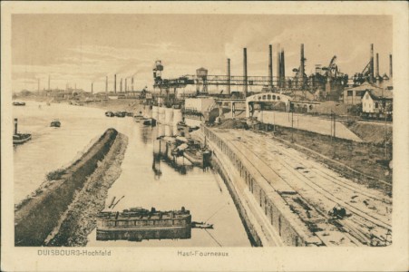 Alte Ansichtskarte Duisburg-Hochfeld, Haut-Fourneaux, Hochöfen