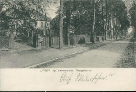 Alte Ansichtskarte Lingen (Ems), Kgl. Landratsamt, Georgstrasse