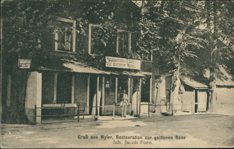 Alte Ansichtskarte Kranenburg-Wyler, Restauration zur goldenen Rose, Inh. Jacob Poen