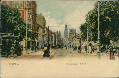 Alte Ansichtskarte Krefeld, Rheinstrasse v. Ostwall