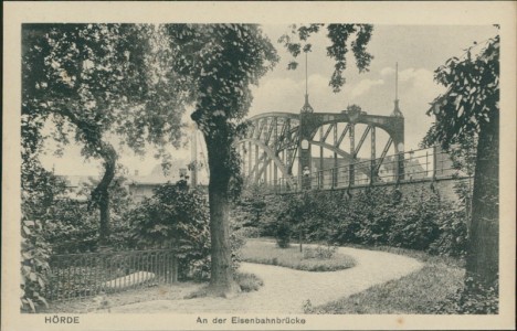 Alte Ansichtskarte Dortmund-Hörde, An der Eisenbahnbrücke