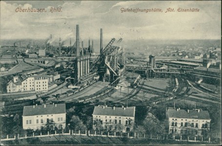 Alte Ansichtskarte Oberhausen, Gutehoffnungshütte, Abt. Eisenhütte