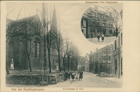 Alte Ansichtskarte Oer-Erkenschwick, Dorfstrasse in Oer, Restauration Fritz Hoppmann