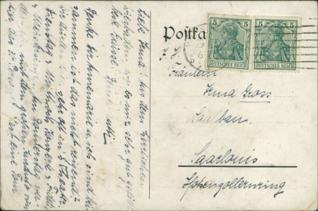 Adressseite der Ansichtskarte Wiesbaden, Pensionat Bernhardt (Villa Luise), Freseniusstr. 29