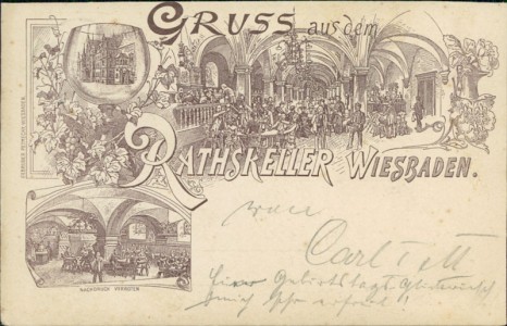 Alte Ansichtskarte Wiesbaden, Rathskeller