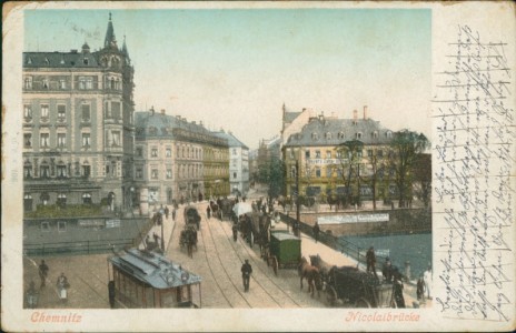 Alte Ansichtskarte Chemnitz, Nicolaibrücke