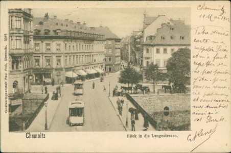 Alte Ansichtskarte Chemnitz, Blick in die Langestrasse