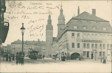 Alte Ansichtskarte Chemnitz, Markt