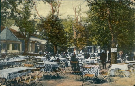 Alte Ansichtskarte Wiesbaden, Restaurant unter den Eichen
