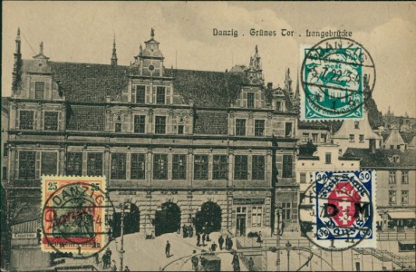 Alte Ansichtskarte Danzig / Gdańsk, Grünes Tor, Langebrücke
