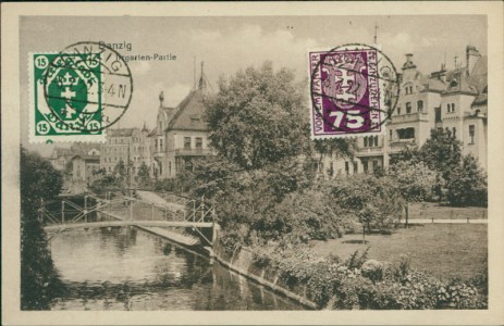 Alte Ansichtskarte Danzig / Gdańsk, Irrgarten-Partie