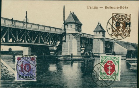 Alte Ansichtskarte Danzig / Gdańsk, Breitenbach-Brücke