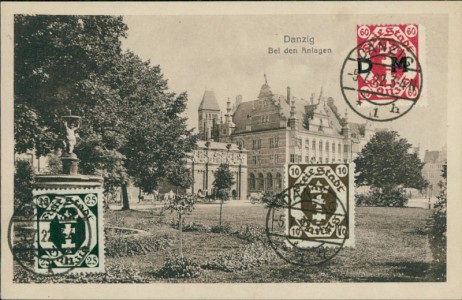 Alte Ansichtskarte Danzig / Gdańsk, Bei den Anlagen