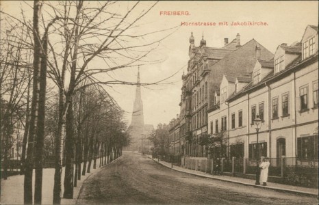 Alte Ansichtskarte Freiberg, Hornstrasse mit Jakobikirche