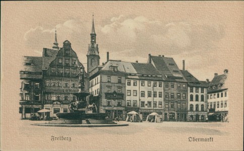 Alte Ansichtskarte Freiberg, Obermarkt
