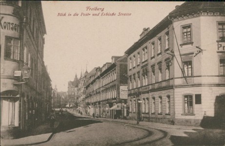 Alte Ansichtskarte Freiberg, Blick in die Post- und Erbische Strasse