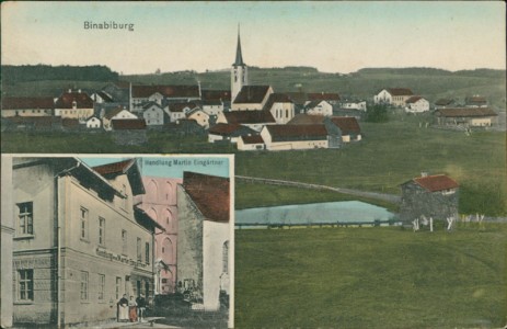 Alte Ansichtskarte Bodenkirchen-Binabiburg, Gesamtansicht, Handlung Martin Eingärtner