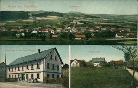 Alte Ansichtskarte Mistelgau Glashütten, Totalansicht, Handlung v. Barbara Weigel, Forsthaus