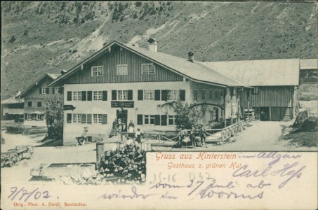 Alte Ansichtskarte Bad Hindelang-Hinterstein, Gasthaus z. grünen Hut