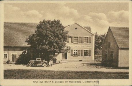 Alte Ansichtskarte Hesselberg Ehingen-Brunn, Gasthaus zum grünen Baum Inh. Karl Eichbauer