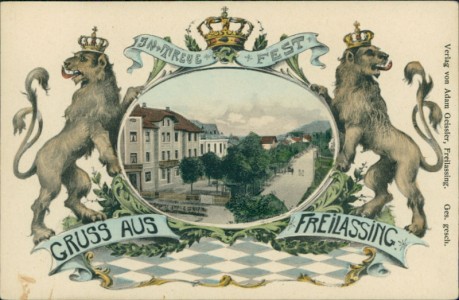 Alte Ansichtskarte Freilassing, In Treue fest, Wappen