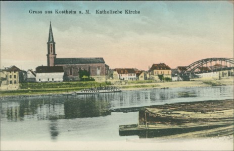 Alte Ansichtskarte Wiesbaden-Mainz-Kostheim, Katholische Kirche