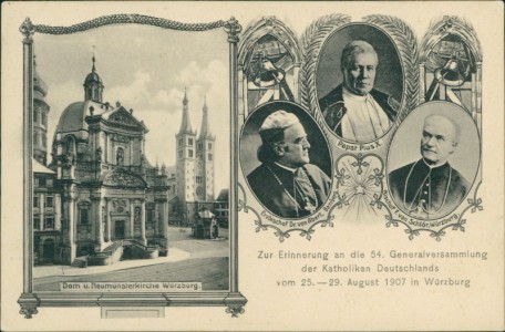 Alte Ansichtskarte Würzburg, 54. Generalversammlung der Katholiken Deutschlands