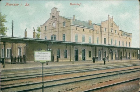 Alte Ansichtskarte Meerane, Bahnhof, Gleisseite
