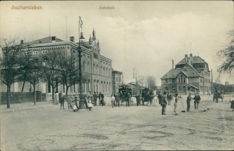 Alte Ansichtskarte Aschersleben, Bahnhof