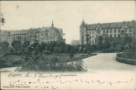 Alte Ansichtskarte Liegnitz / Legnica, Raupachstrasse