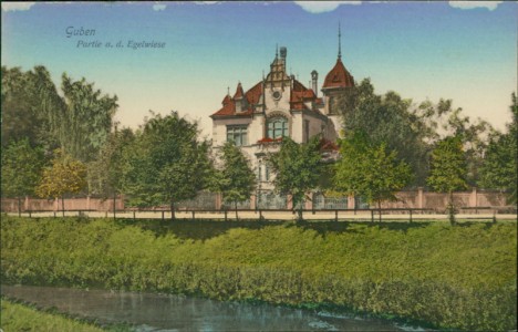 Alte Ansichtskarte Guben, Partie a. d. Egelwiese