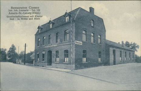 Alte Ansichtskarte Schwalmtal-Amern-St. Georg, Restauration Classen Inh. Joh. Lennartz