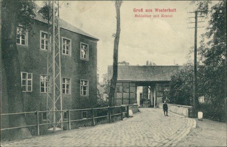 Alte Ansichtskarte Herten-Westerholt, Schloßtor mit Rentei