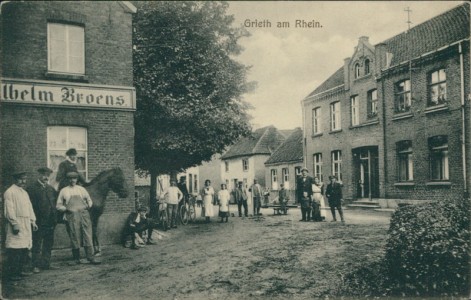 Alte Ansichtskarte Kalkar-Grieth, Teilansicht mit Anwesen von Wilhelm Broens