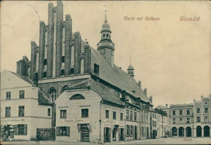 Alte Ansichtskarte Wormditt / Orneta, Markt mit Rathaus