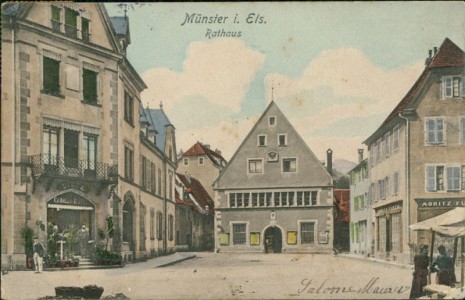Alte Ansichtskarte Munster i. Els., Rathaus