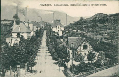 Alte Ansichtskarte Nilvange / Nilvingen, Algringerstraße. Beamtenwohnungen der Hütte Friede