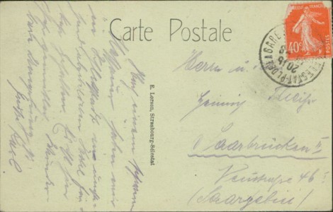 Adressseite der Ansichtskarte Sélestat / Schlettstadt, Hotel et Café du Miroir - Prop. Adolphe Bleger