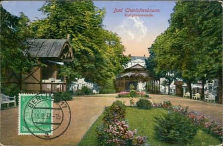Alte Ansichtskarte Jedlina-Zdrój / Bad Charlottenbrunn, Kurpromenade