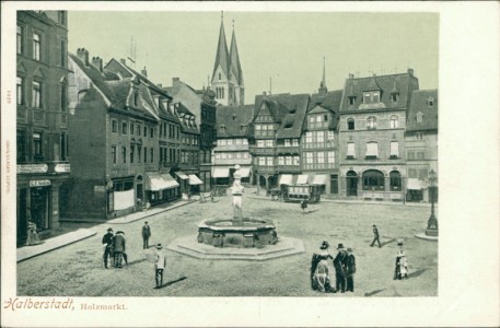 Alte Ansichtskarte Halberstadt, Holzmarkt