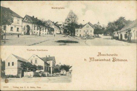 Alte Ansichtskarte Úšovice / Auschowitz, Marktplatz Turba's Gasthaus