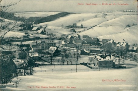 Alte Ansichtskarte Altenberg-Geising, Gesamtansicht im Winter