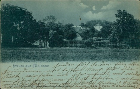 Alte Ansichtskarte Neuruppin-Molchow, Teilansicht im Mondschein