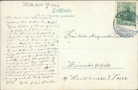 Adressseite der Ansichtskarte Hettstedt, Mehrbildkarte mit Marktplatz, Gottesbelohnung, Postamt, Kupferkammerhütte