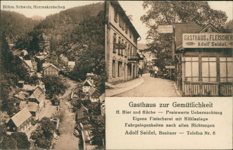 Alte Ansichtskarte Herrnskretschen / Hřensko, Gasthaus zur Gemütlichkeit