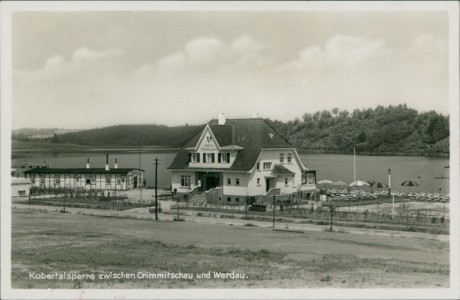 Alte Ansichtskarte Talsperre Koberbach, Kobertalsperre zwischen Crimmitschau und Werdau